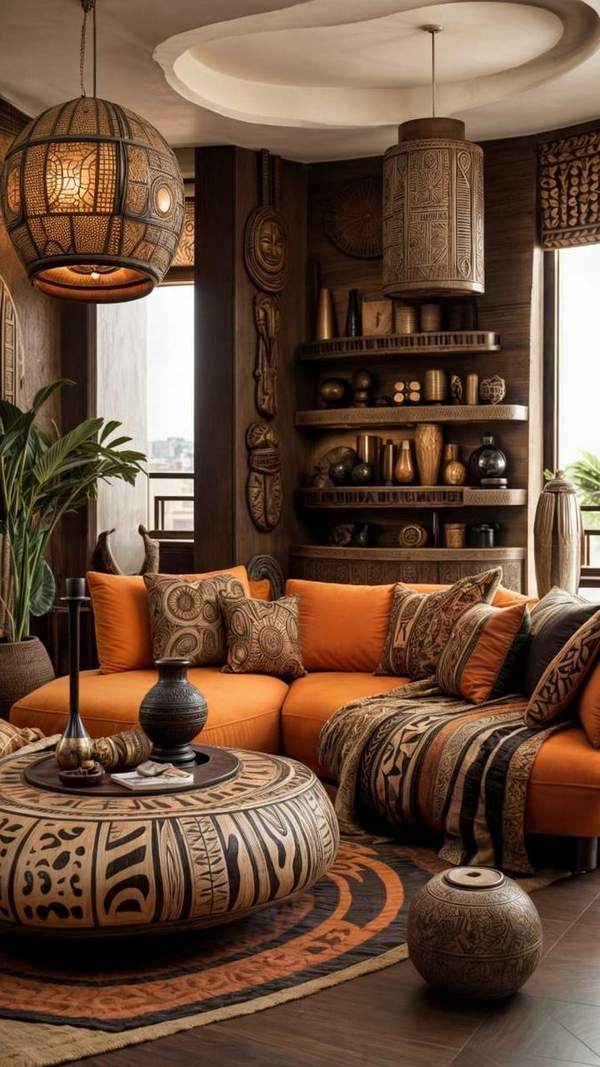 African-inspired living room — the whole room