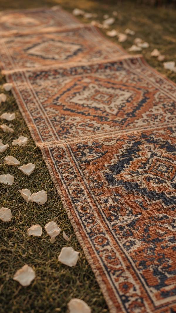 Boho outdoor ceremony — the rug runner